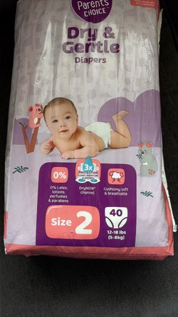 Dry & Gentle Baby Diapers Size 2, 40 Count