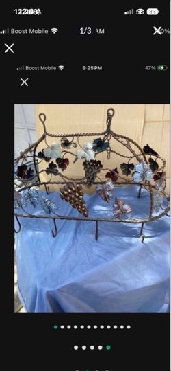 $150- Large Decorative Iron Pot Rack with Grape Vine Design