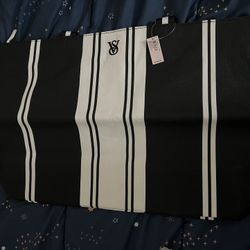 VICTORIA'S SECRET Striped Weekender Canvas Tote Beach Gym Travel Zip 