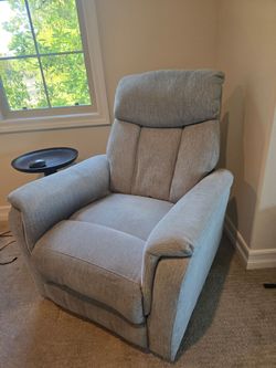 Gray/blue Fabric Upholstered Recliner Chair