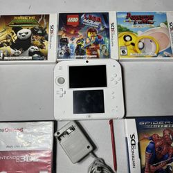 Nintendo 2DS Launch Edition White & Red Handheld System  5 Games Plus More