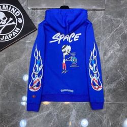 Blue Chrome Heart Hoodie