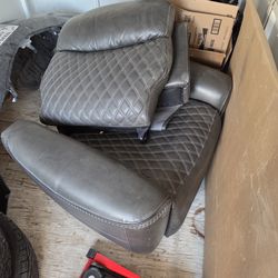 Dark gray leather recliner