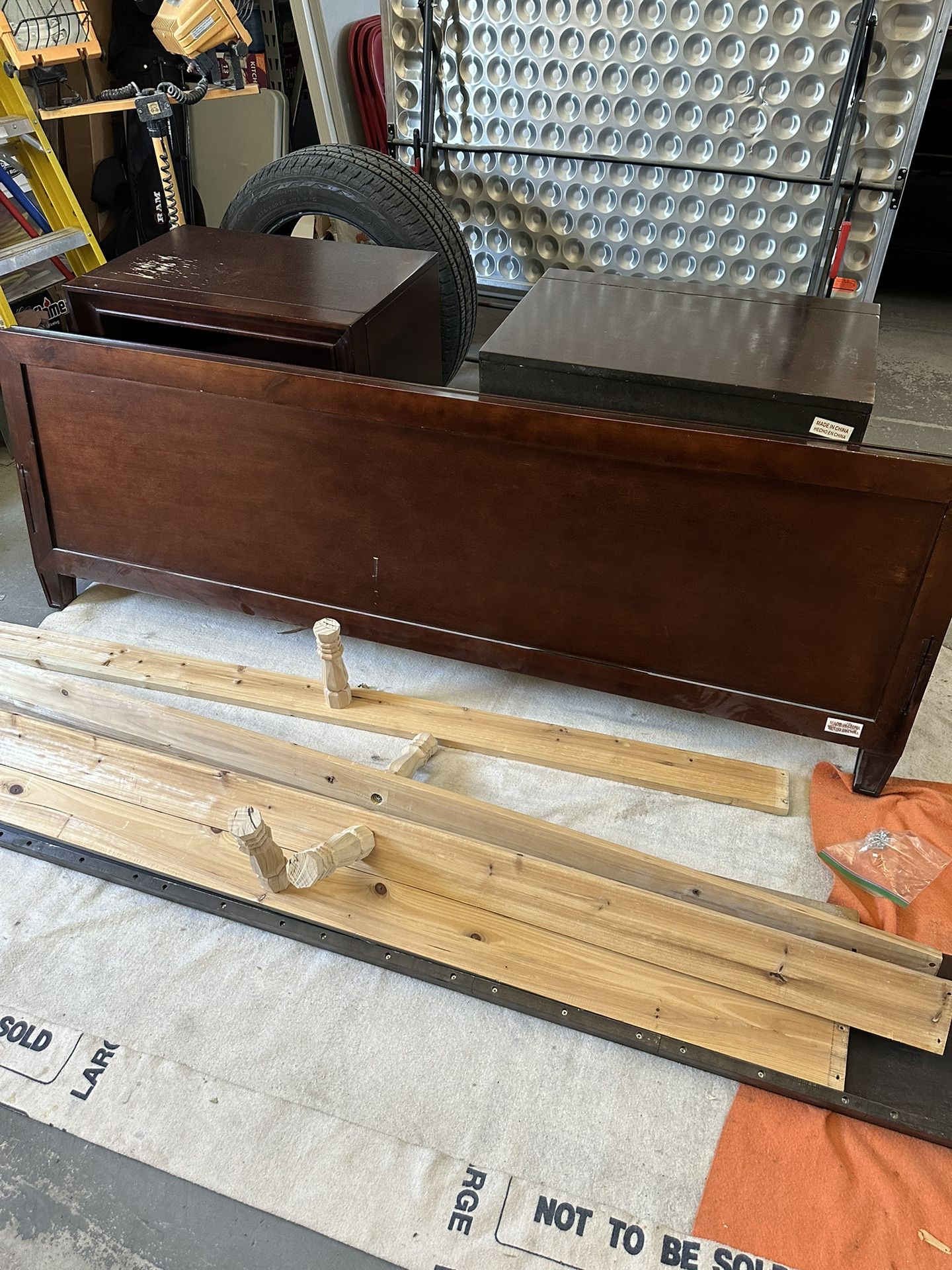 45 Cal King Headboard, Footboard And 2 Night Stands for Sale in