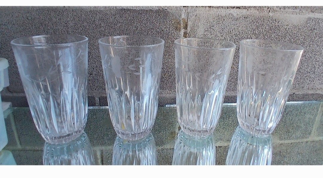 4 Vintage Crystal Glasses