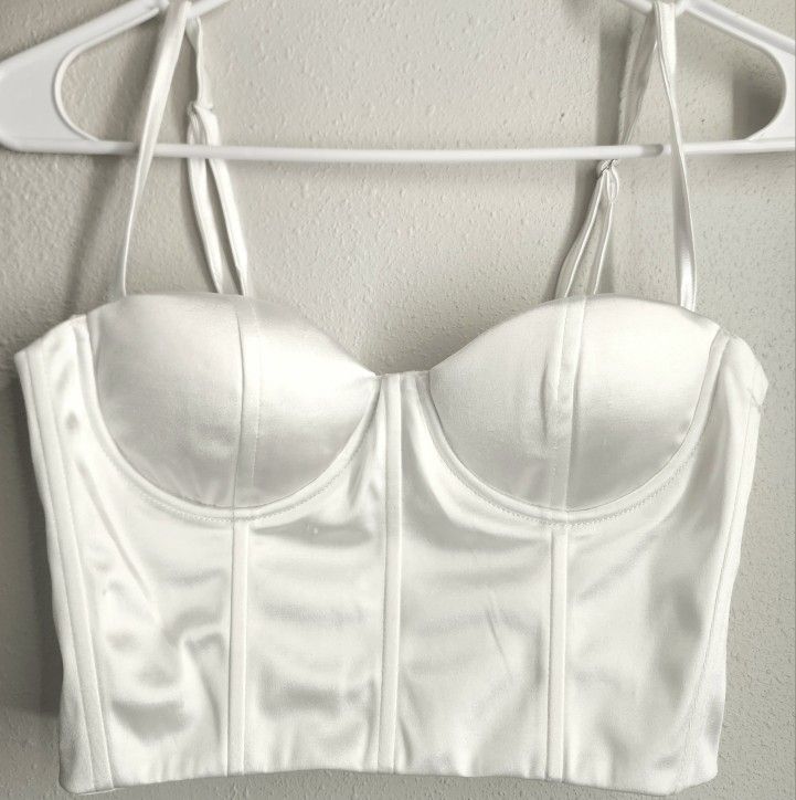 SALTY Small White Bustier With Padded Cups 
