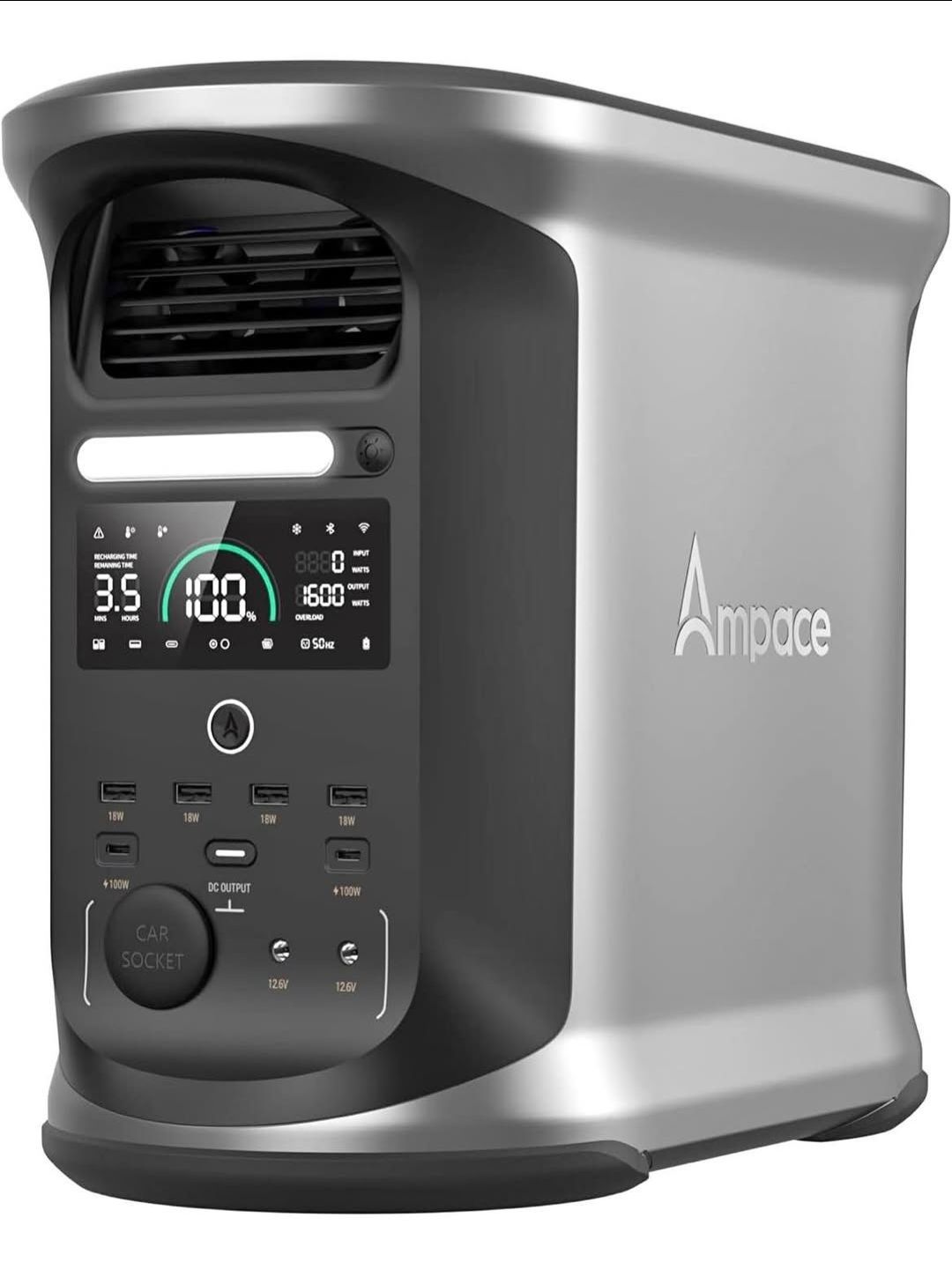 AMPACE Andes 1500 Power Station 2400W(Surge 3600W) Solar Generator, 1462Wh Solar Power Station, 1800