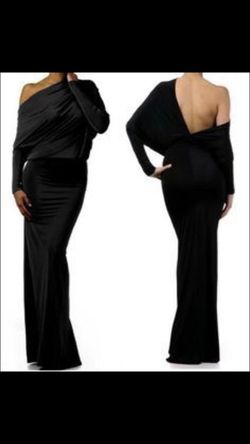 Black dress long stretch thick material