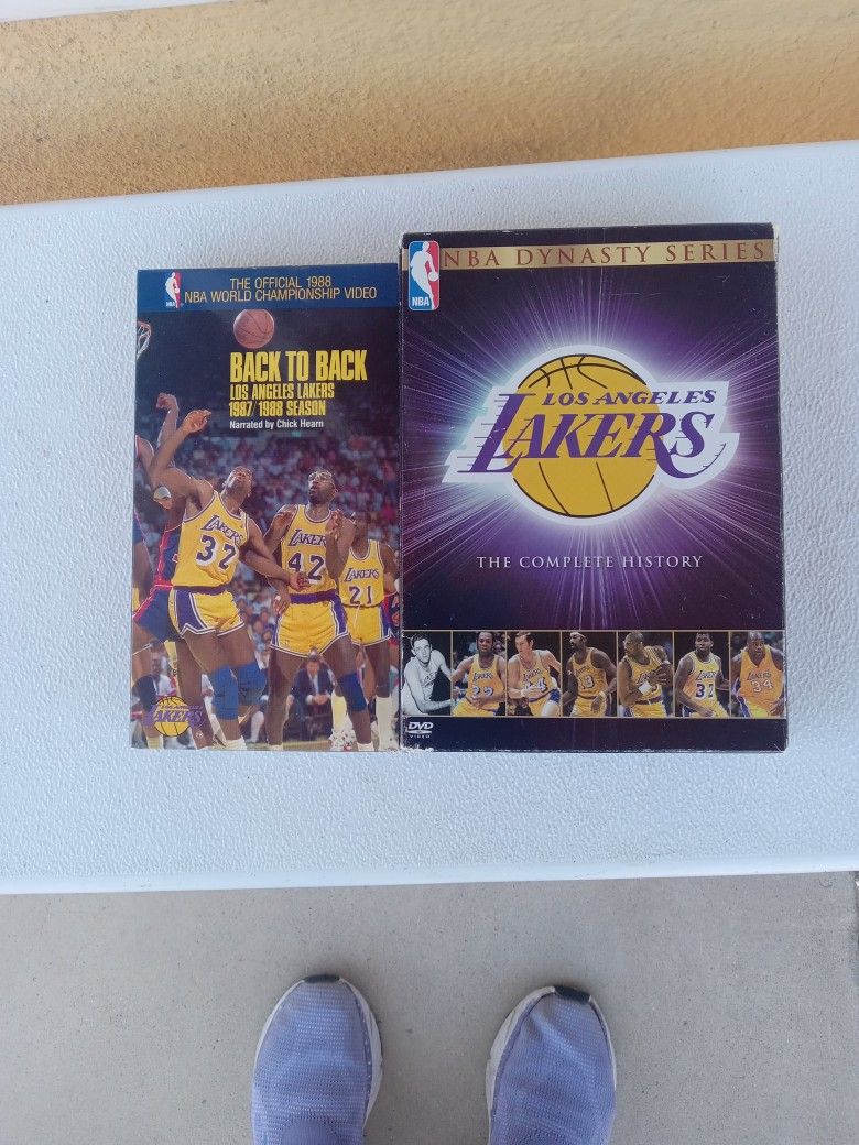 LAKERS. LOT Of 2. Los Angeles Lakers DVD's the Complete History 5 Disc Special/ VHS BACK TO BACK 1987, 1988 SEASON! $40. FIRM