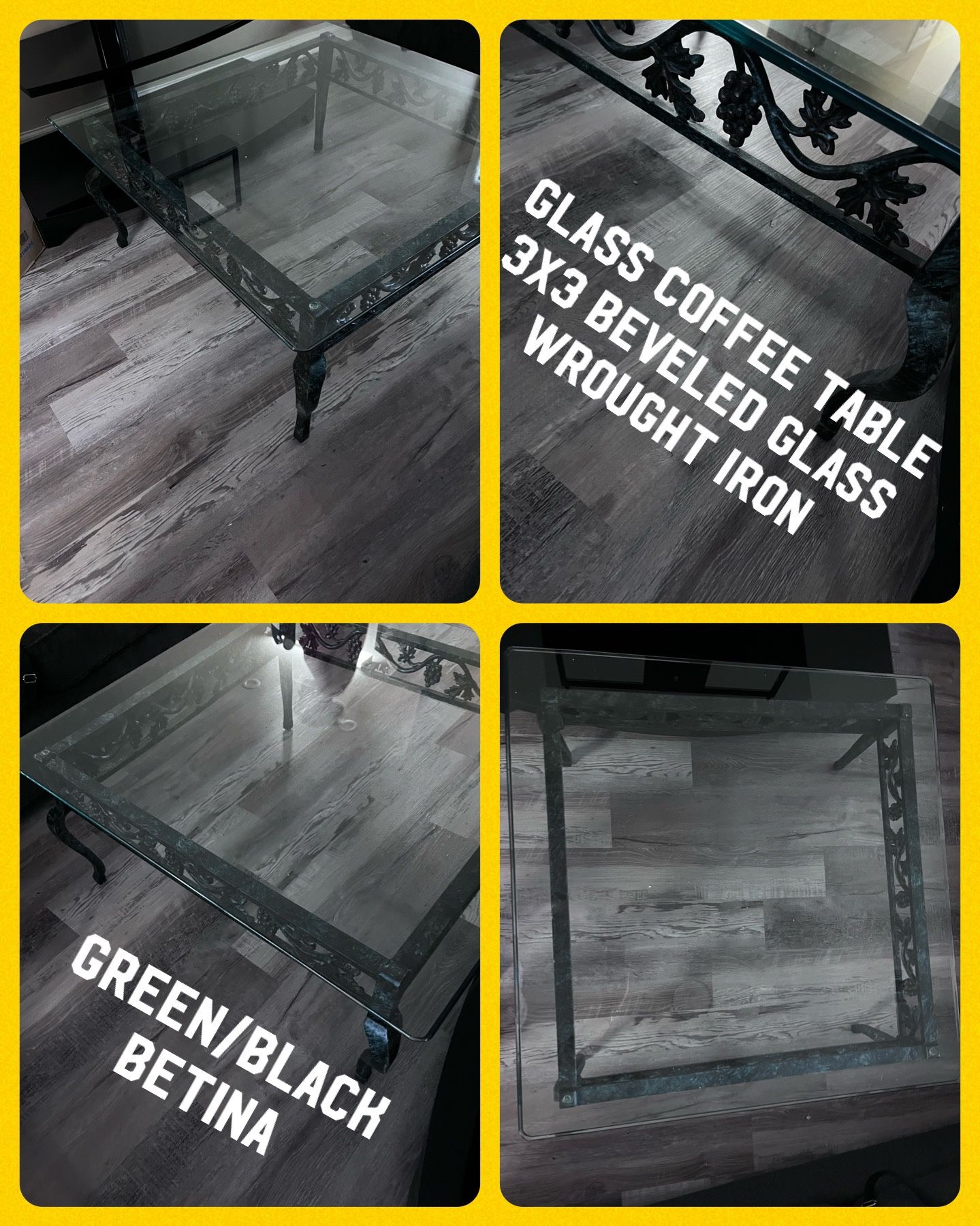 Wrought iron Glass top Coffee Table