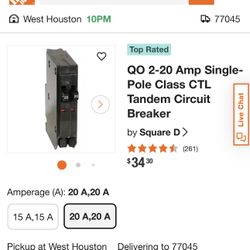 Breaker Square D QO 20 And 15 Amp