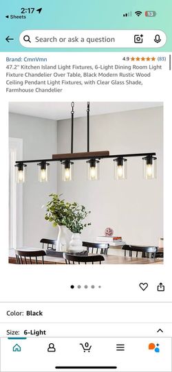 6-Light Rustic Wood Kitchen Island Chandelier – E17