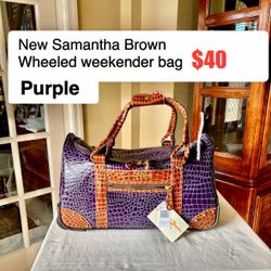New Samantha Brown Wheeled Weekender Duffle style bag, Croco print PVC luggage.Great Christmas gift