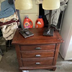 Night Stand And Two Lamps 