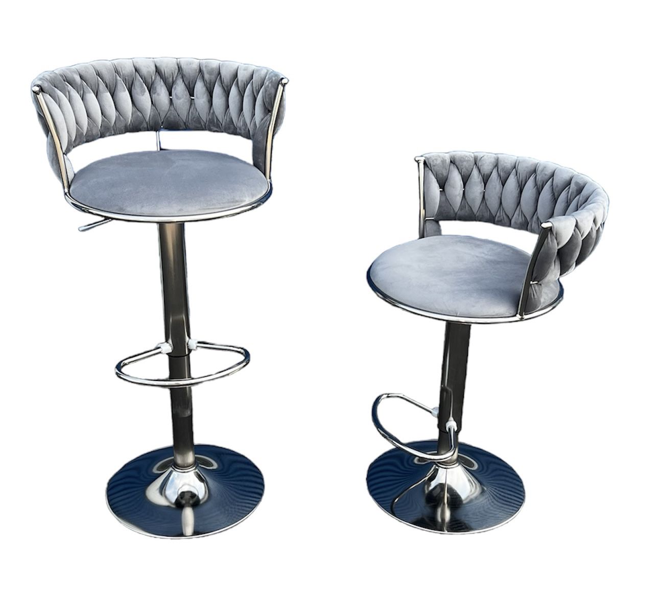 Velvet Bar Stools, Adjustable 360 Swivel Counter Height Barstools, Kitchen Stools for Island with Ba