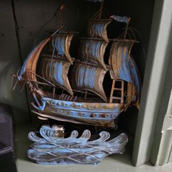 Vintage 60s Musical Metal Ship