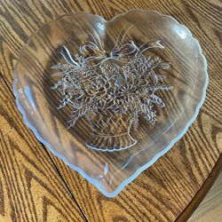 Heart Shaped Glass Platter- Solidly Made