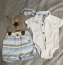 Baby boy overalls bow tie 0/3months