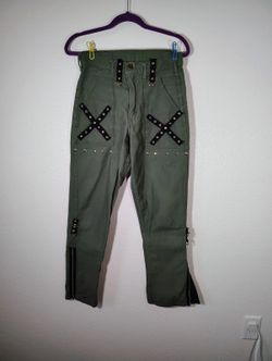 Cargo Pants 29 In. Green Flared Zip Skinny  Punk 90s  black X Army y2k [COPY]