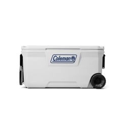 Coleman Classic 100 QT Marine Hard-Sided Ice Chest Cooler with Wheels, White
