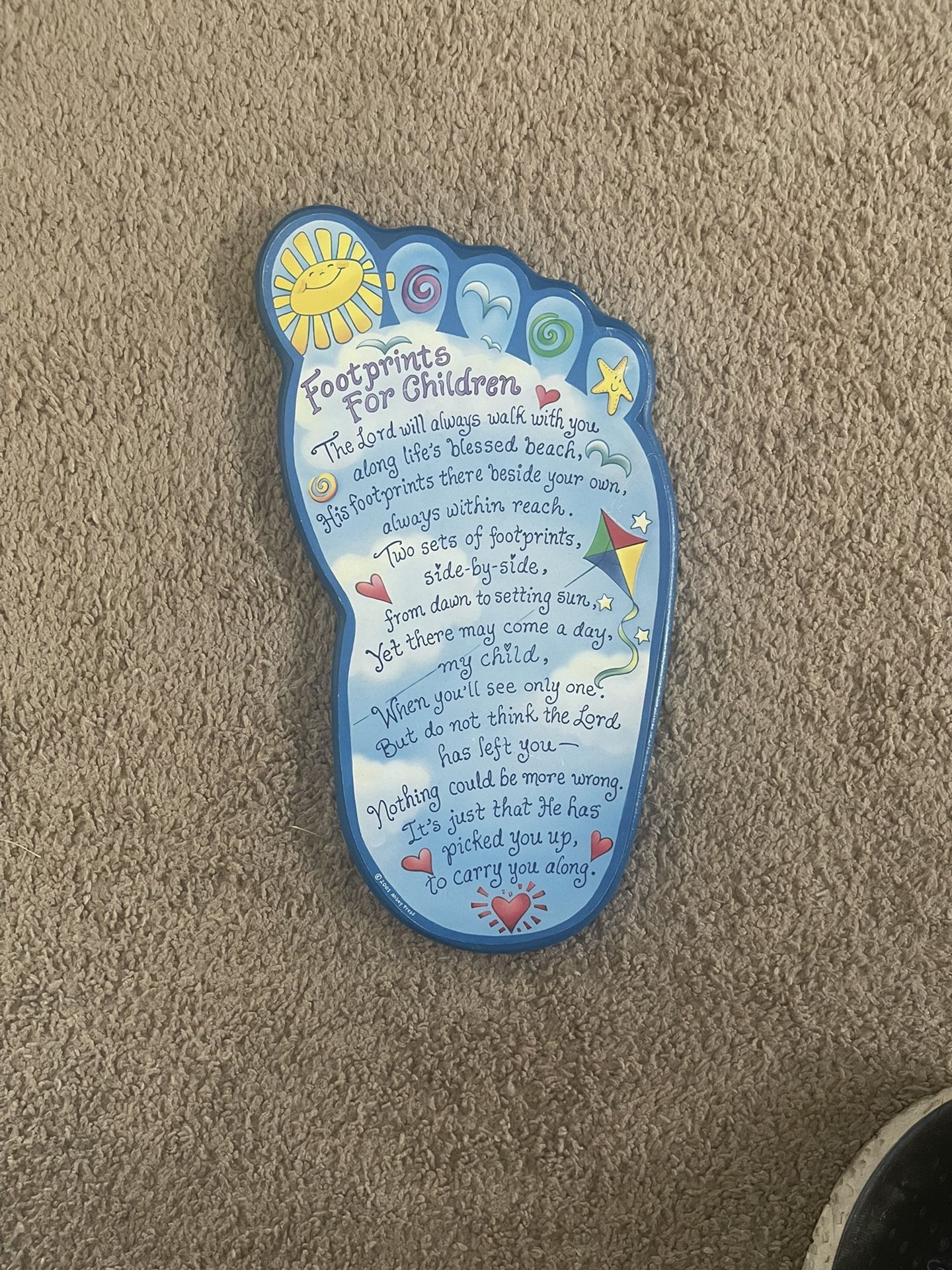 Footprints For Children Prayer And Image Of Baby Jesus 