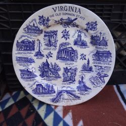 Vintage Blue Plate"Virginia/Georgia