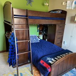 Wood Storage Bunk Bed With Matching Dresser