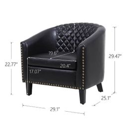 Black Accent Chair Wingback Chair Chesterfield Tufted Barrel Chair Vintage Style Office Chair Living Room Furniture Accent Chair 🆕