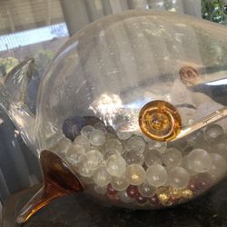 Old Glass Fish With Resin Marbles