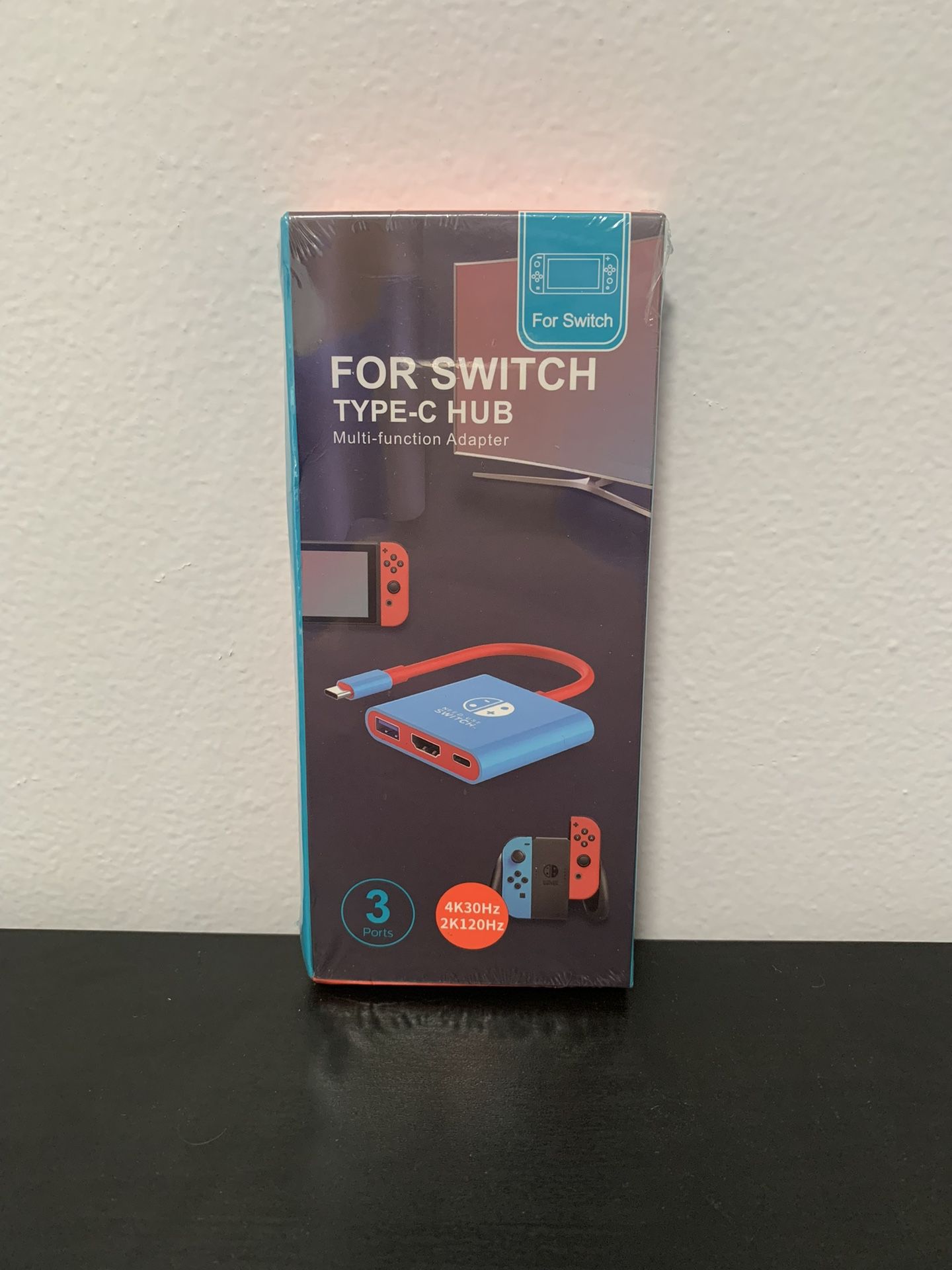 Nintendo Switch Type-C Hub NEW SEALED Portable Dock Adapter 4k Blue Red 3 Ports