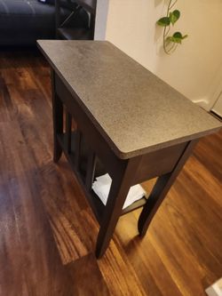 End Table with Stone Top and Lower Shelf