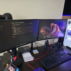 Dual 24" Onn PC Monitor With Dual Arm Mount