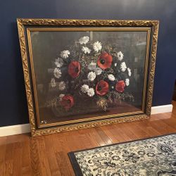 Large Framed Floral Print – “Gift of Flowers” by Hoffman