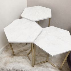 Set of 3 Hexagon Accent Tables