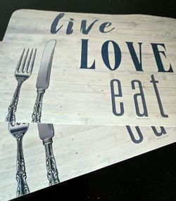 Kitchen Placemat with Live Love Eat Design