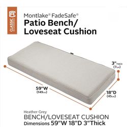 Patio Bench Loveseat Cushion - Heather Gray