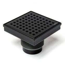 Designline 4 in. X 4 in. Stainless Steel Square Shower Drain with Square Pattern Drain Cover in Matte Black