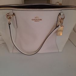 Coach Purse - Tote  All White Except The front has Light Pink