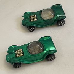 2 Hot Wheels Redline 1968 Beatnik Bandit Spectraflame Emerald Green Mattel USA Vintage 