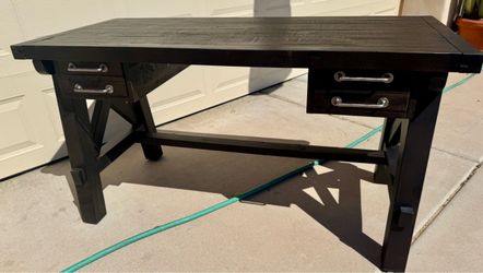 Solid Wood Writing Desk - Vintage-inspired, Industrial Look