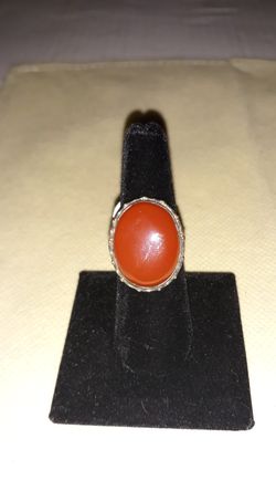 Natural Orange Carnelian Sterling silver ring