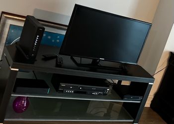 DVD player + box of dvds
