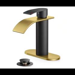 androme Waterfall Single Handle Bathroom Faucet with Deck plate and Pop-Up Drain