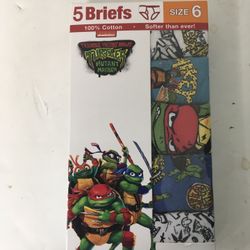 New Boys Size 6 Teenage Mutant Ninja Turtles 5pk Briefs