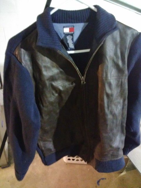 Womens Tommy Hilfiger Wool And Leather Jacket Size L