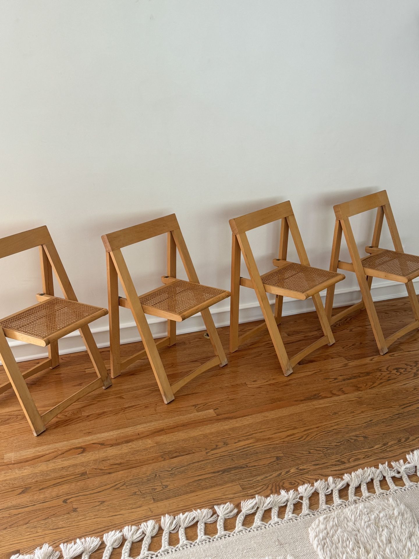 4 Vintage Cane Aldo Jacober Folding Chairs - Priced Each