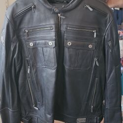 Harley Davidson Mens Crosssroads Reflective Black Leather Jacket 2XL