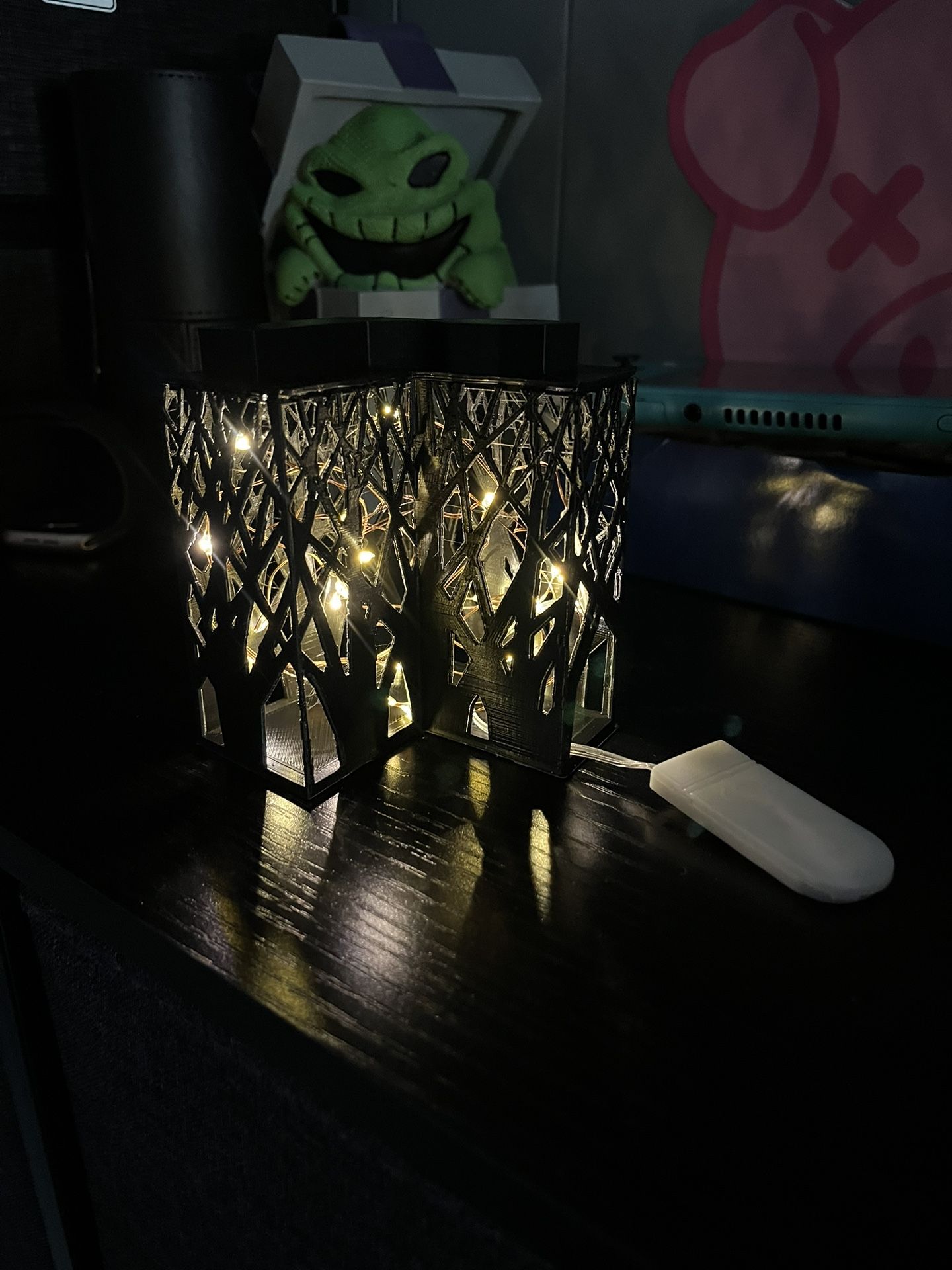 ALL NEW BLACK Forest Fairy Lamp with lights for nightstand or table home decor