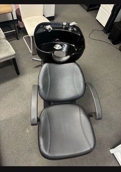 In Box!! Shampoo Chair with ABS Bowl (plastic), gel neck rest, Black, Faux leather, Weight Capacity 450 Ibs, Product weight: 62 Ibs