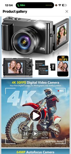 4K Digital Camera for Photography Autofocus, Upgraded 64MP WiFi Vlog Camera for YouTube with 3" 180° Flip Screen, 16X Zoom, Compact Travel Cameras for